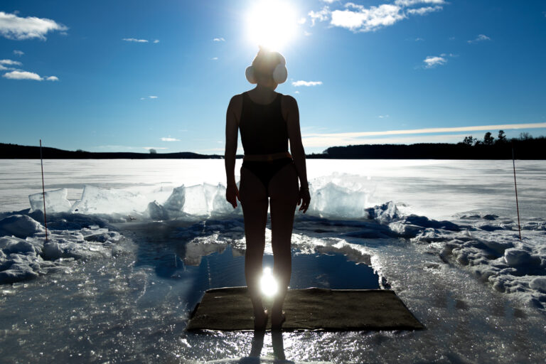 Girl standing on ice